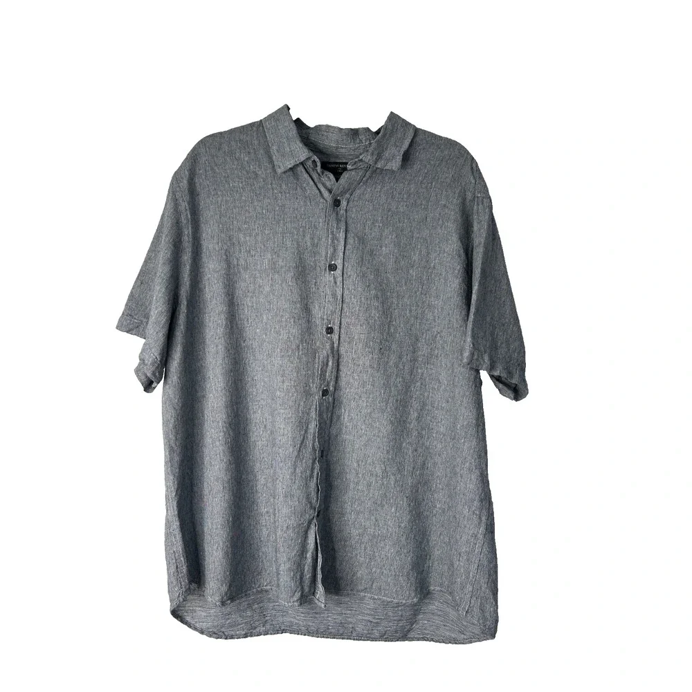 Banana Republic Slim Fit Linen Button Up Shirt Men's Size‎ XL Grey Short Sleeve